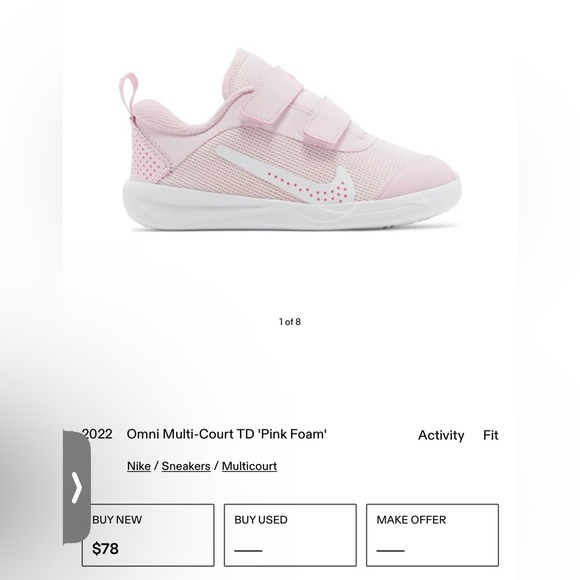 NIKE Omni Multi- Court TD ‘Pink Foam’ Sneakers Toddler Kids Girl 8 - Picture 4 of 10